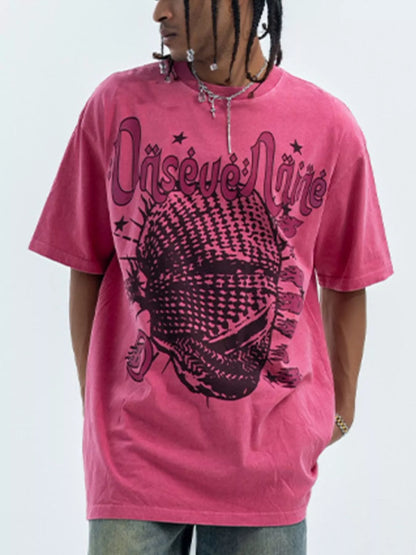 T-shirt à manches courtes et col rond pour homme avec motif graphique