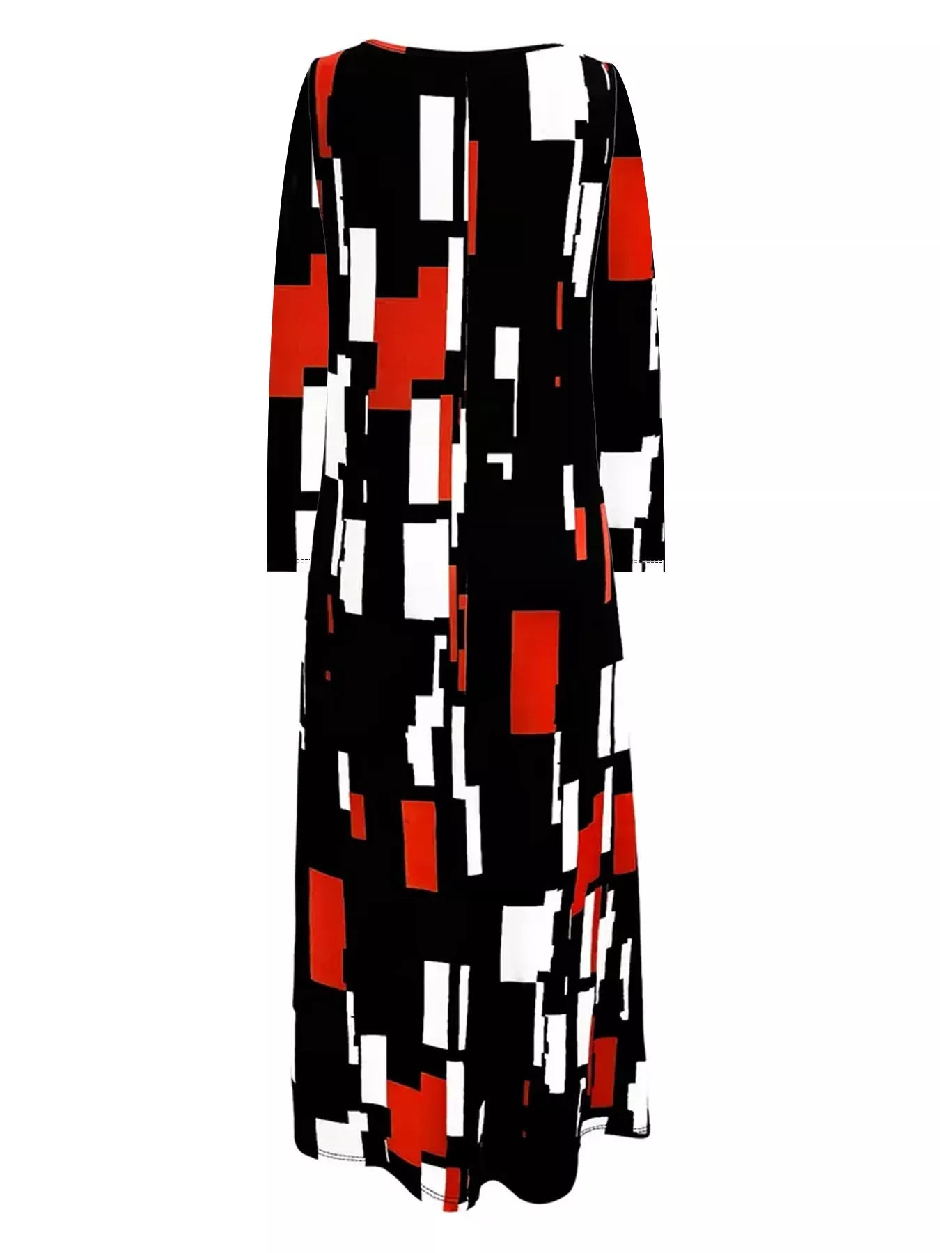 Robe maxi à manches longues imprimée géométrique   Elégance District