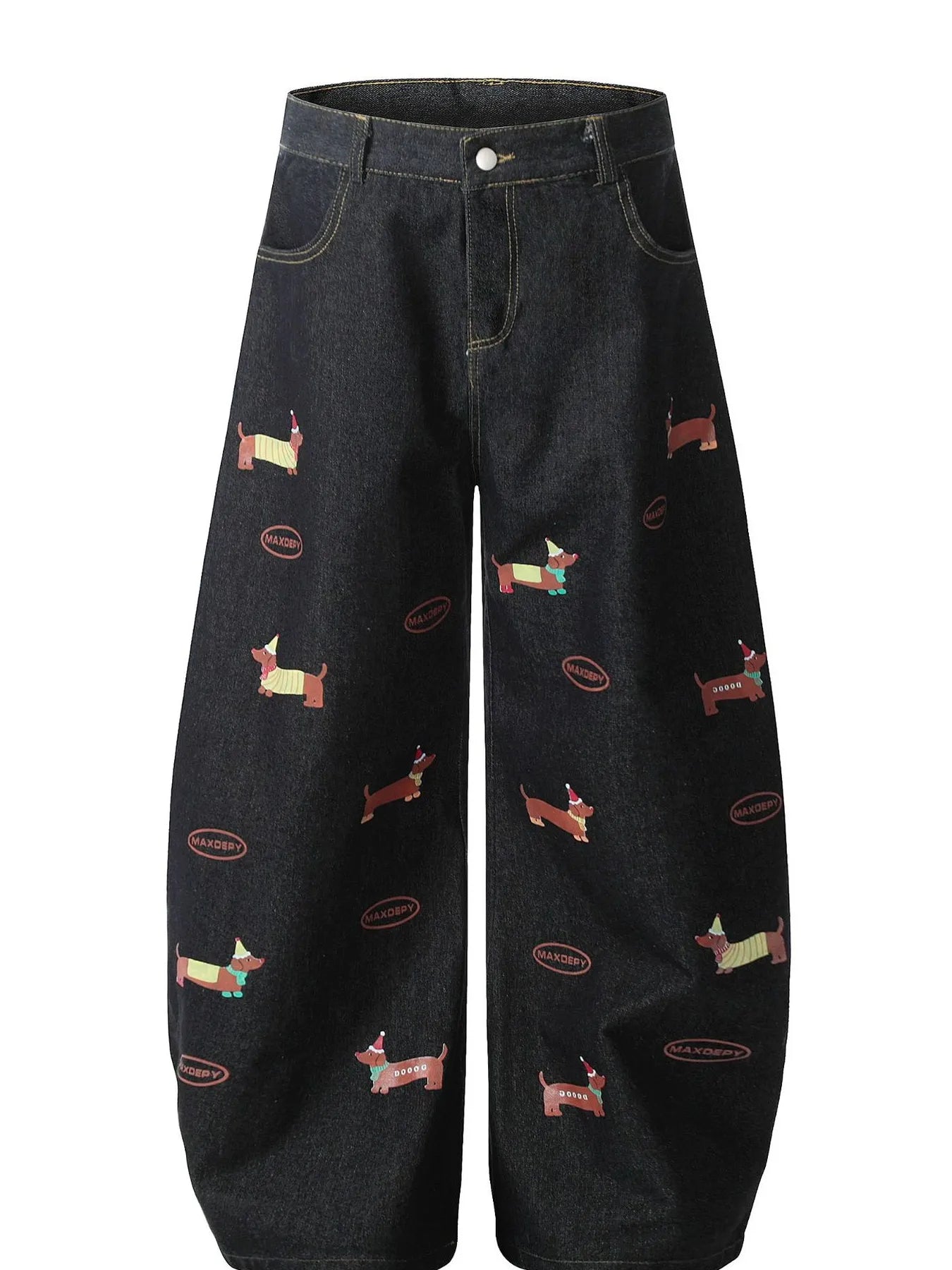 Jean à jambes larges pour homme avec motif chien  Elégance District