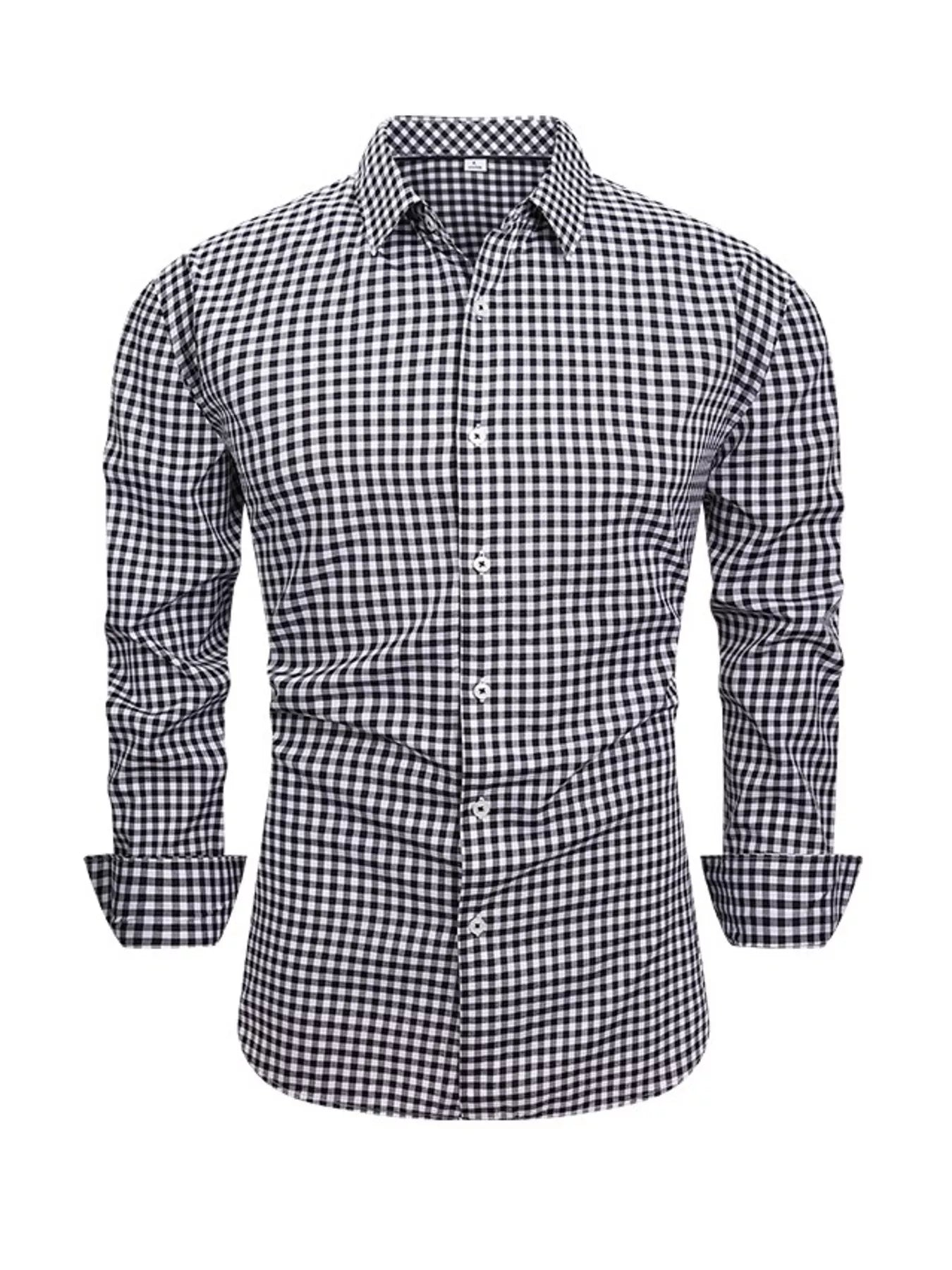 Chemise vichy à manches longues, coupe classique, Elégance District