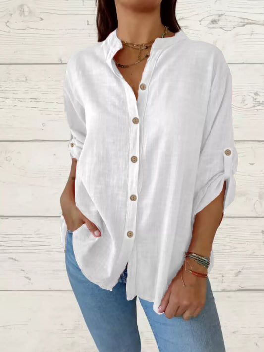 Chemise Manches Retroussées Grande Taille - Élégance District