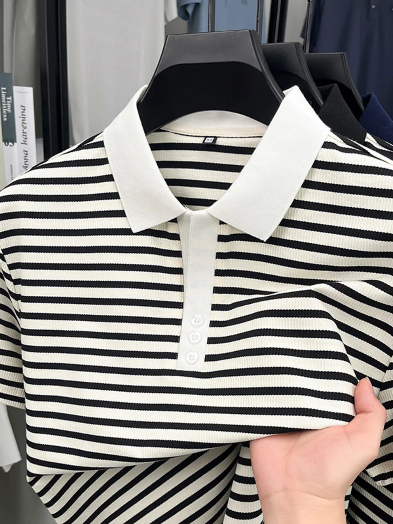 Polo rayé à manches courtes pour homme grande taille    Elégance District