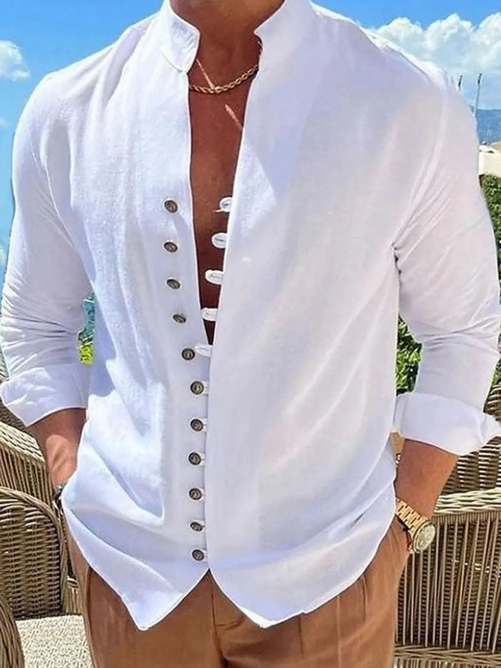 Chemise à manches longues boutonnée pour homme, grandes tailles    Elégance District