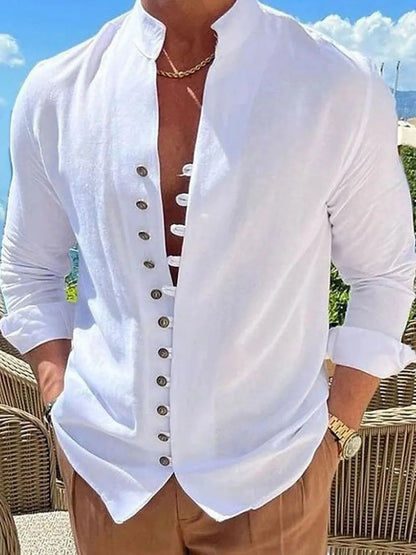 Chemise à manches longues boutonnée pour homme, grandes tailles    Elégance District