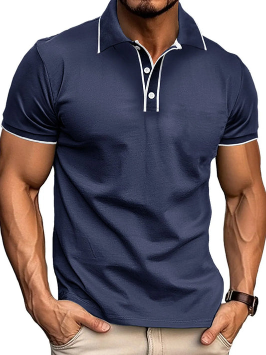 Polo homme coupe ajustée avec finitions contrastées   Elégance District