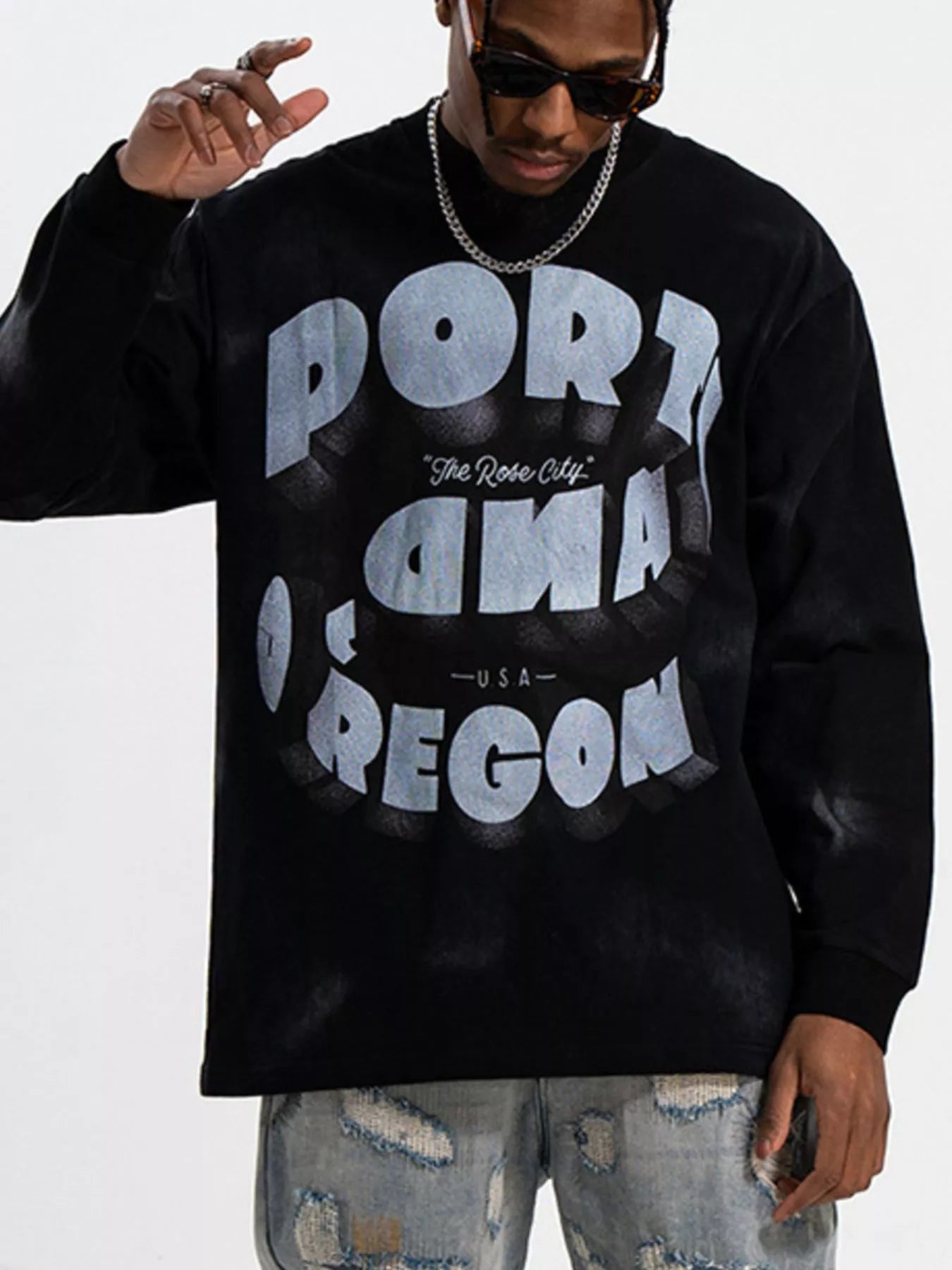 T-shirt à manches longues et col rond pour homme  Elégance District