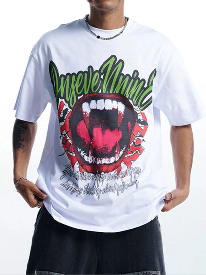 T-shirt oversize à col rond avec motif graphique   Elégance District