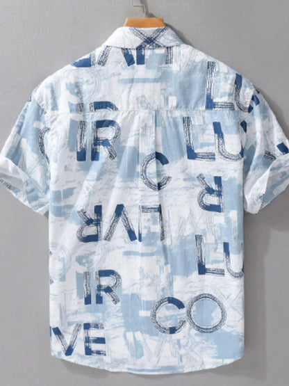 Chemise imprimée à manches courtes pour homme grande taille      Elégance District