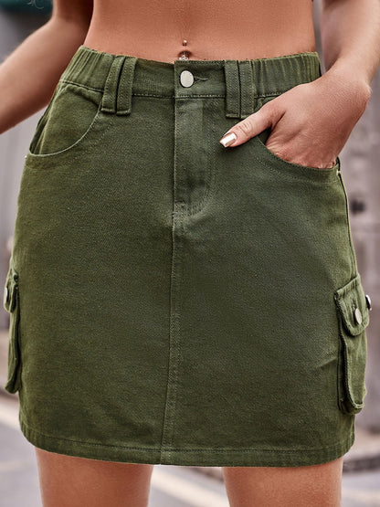 Mini-jupe jean avec poches - Élégance District