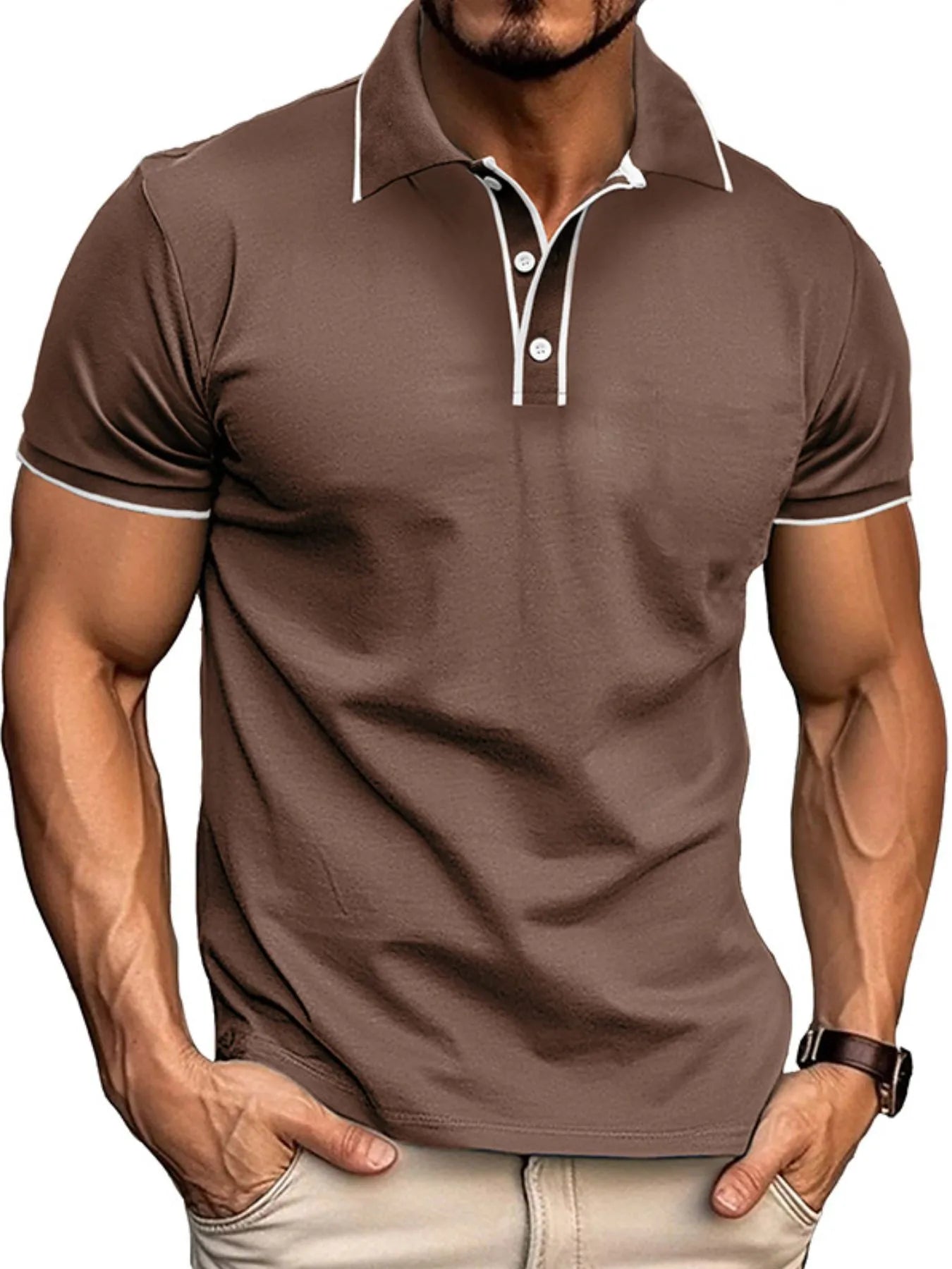 Polo homme coupe ajustée avec finitions contrastées   Elégance District