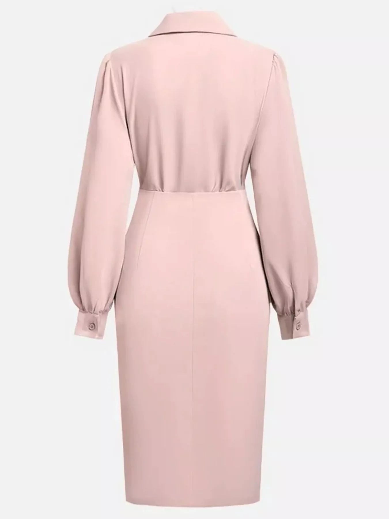 Robe chemise midi froncée avec fente latérale  Elégance District