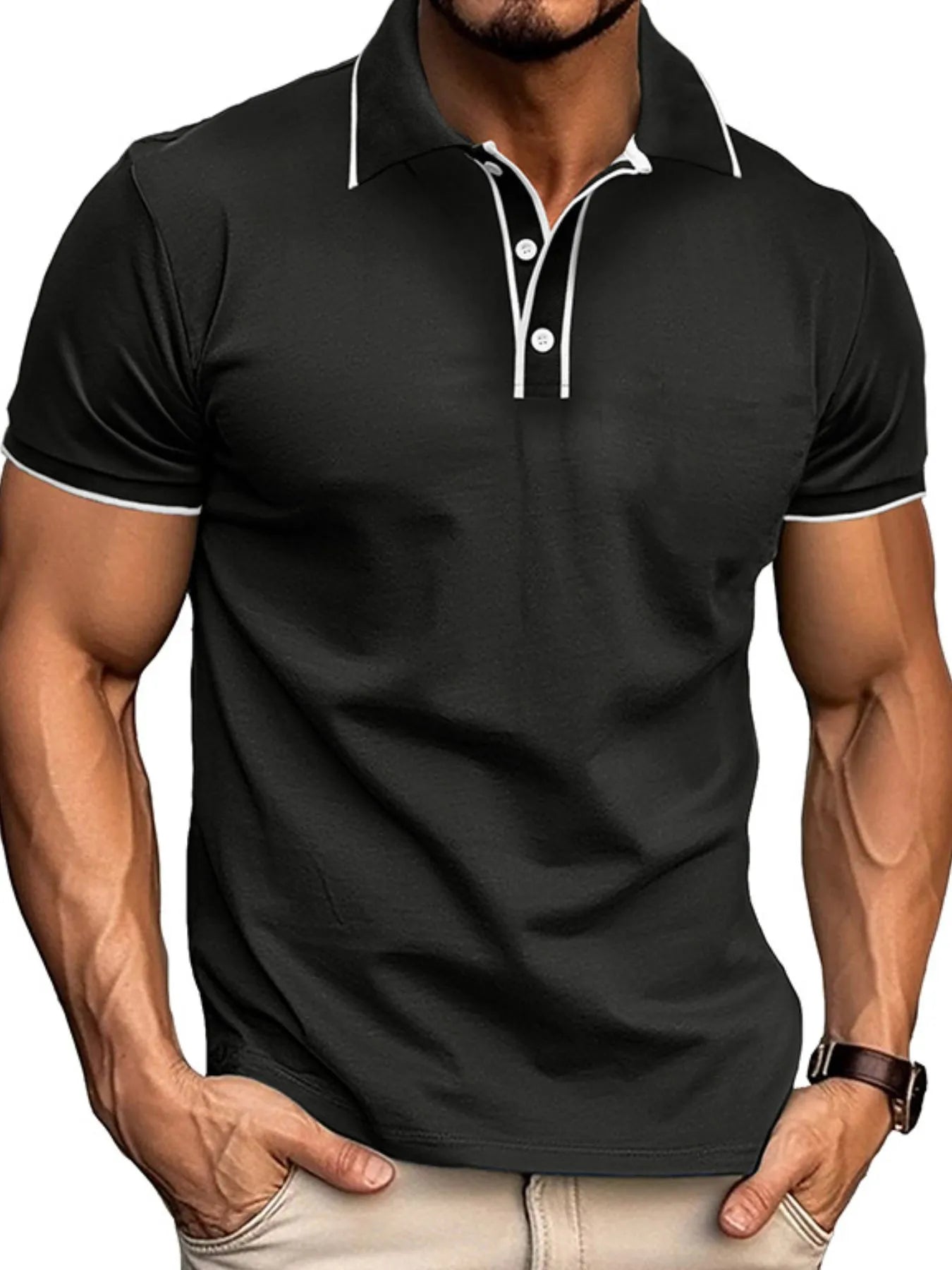 Polo homme coupe ajustée avec finitions contrastées   Elégance District