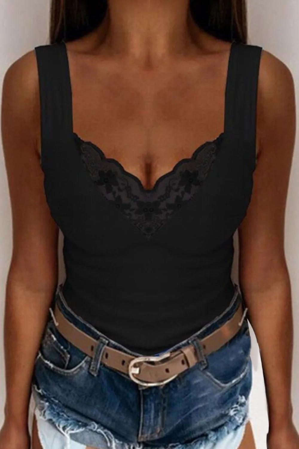 Débardeur Dentelle Col V Grande Taille Femme - Élégance District