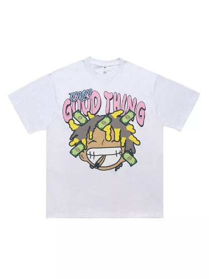 T-shirt décontracté à col rond avec motif graphique   Elégance District