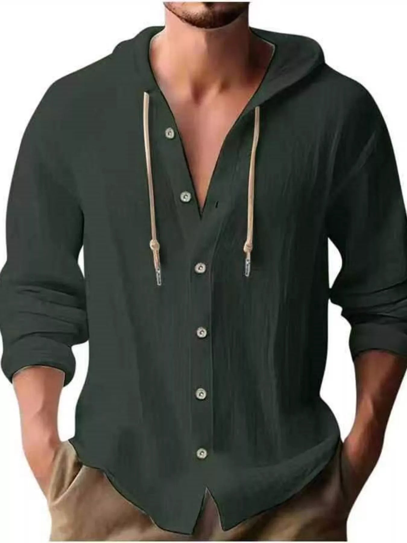 Chemise Homme Capuche Boutonnée Grande Taille    Elégance District