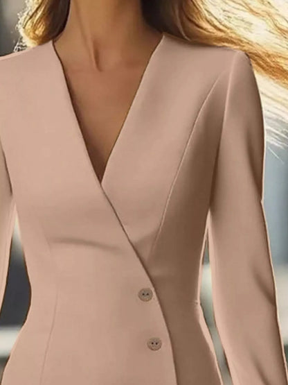 Robe blazer à manches longues avec détails de boutons - Elégance District