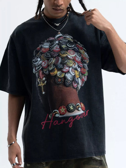 T-shirt graphique à col rond pour homme, effet vintage  Elégance District