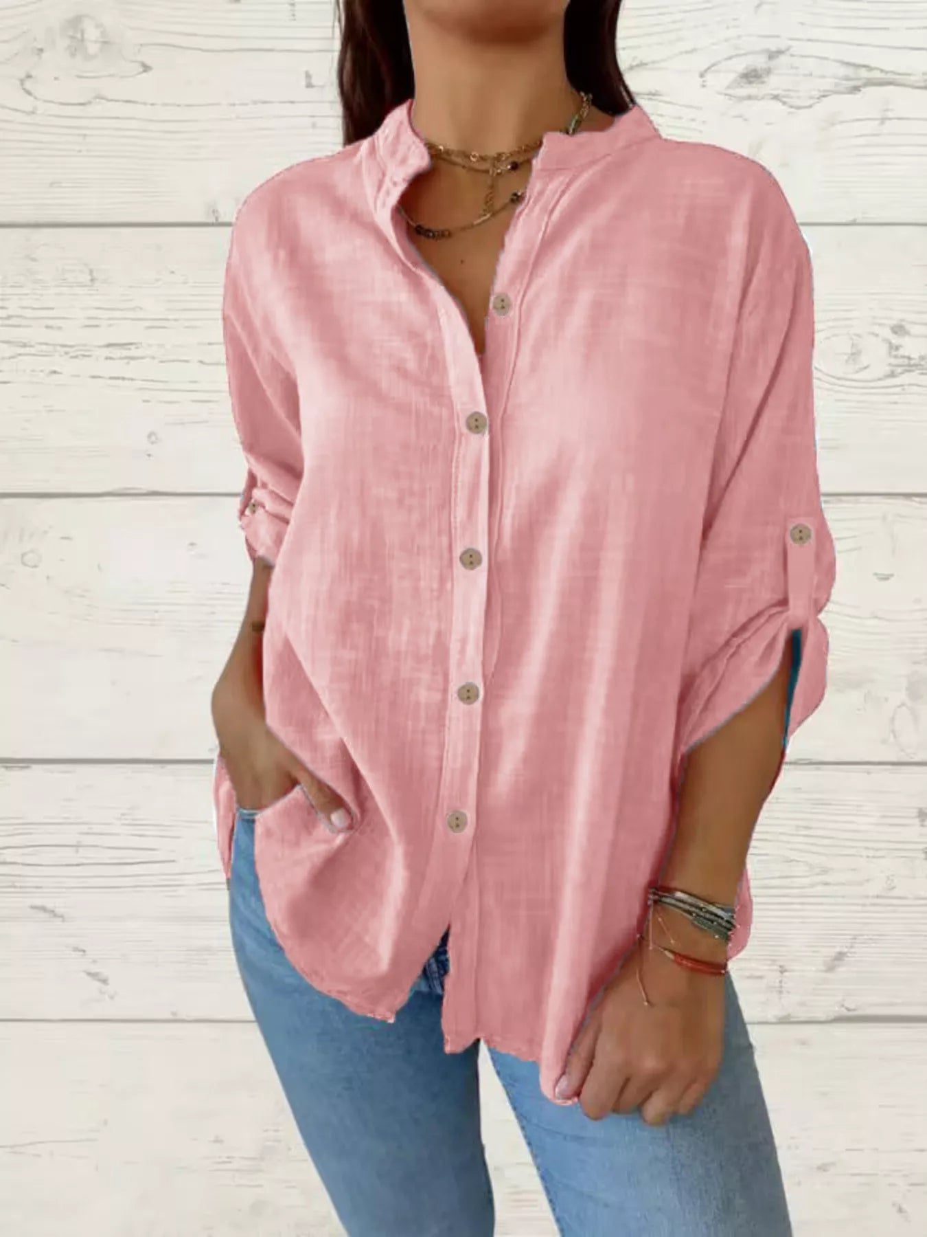Chemise Manches Retroussées Grande Taille - Élégance District
