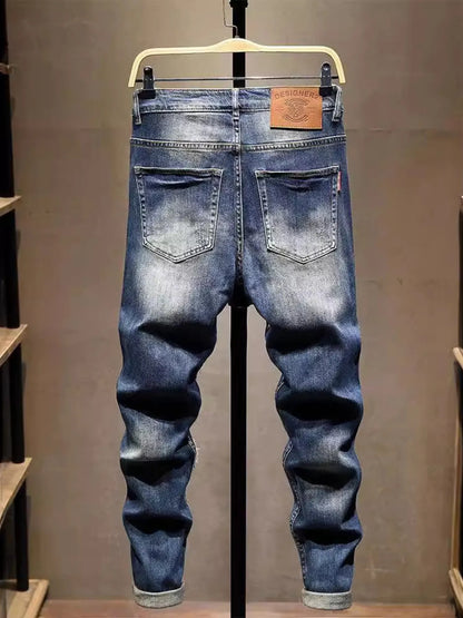Jean brodé délavé [détail] homme denim premium - Élégance District