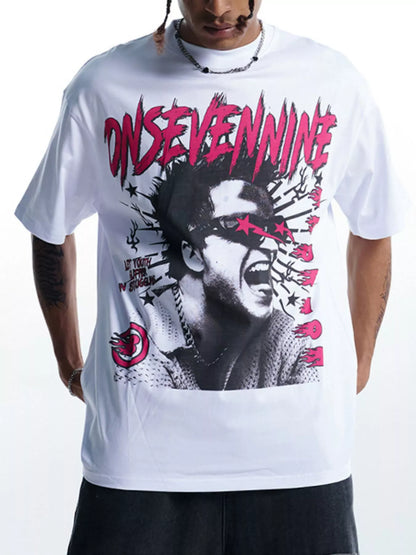 T-shirt oversize à col rond avec motif graphique    Elégance District