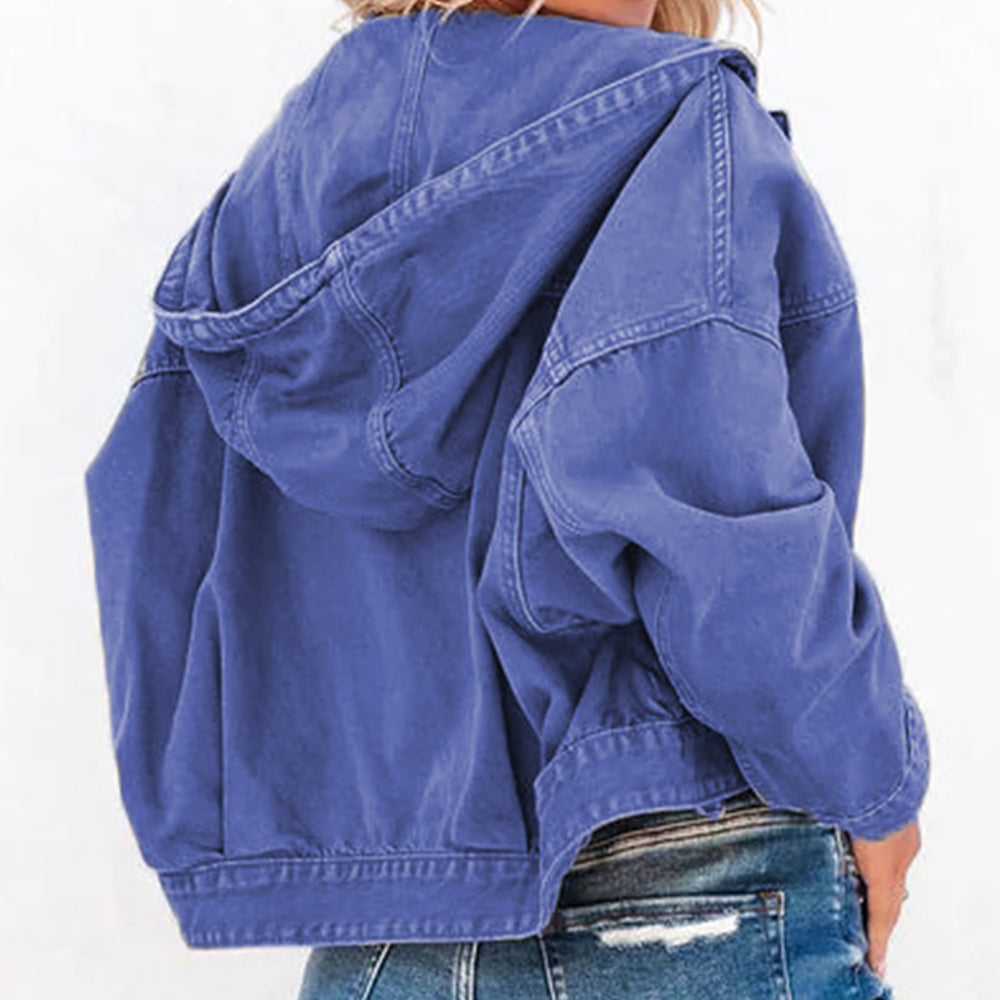 Veste  jean à capuche et épaules tombantes   Elégance District
