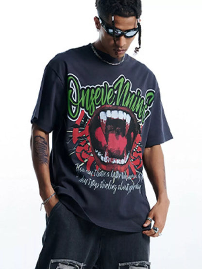 T-shirt oversize à col rond avec motif graphique   Elégance District