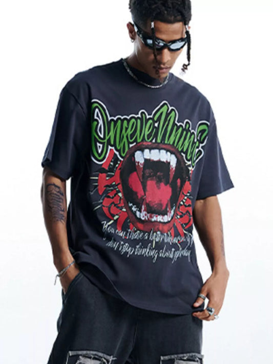 T-shirt oversize à col rond avec motif graphique   Elégance District