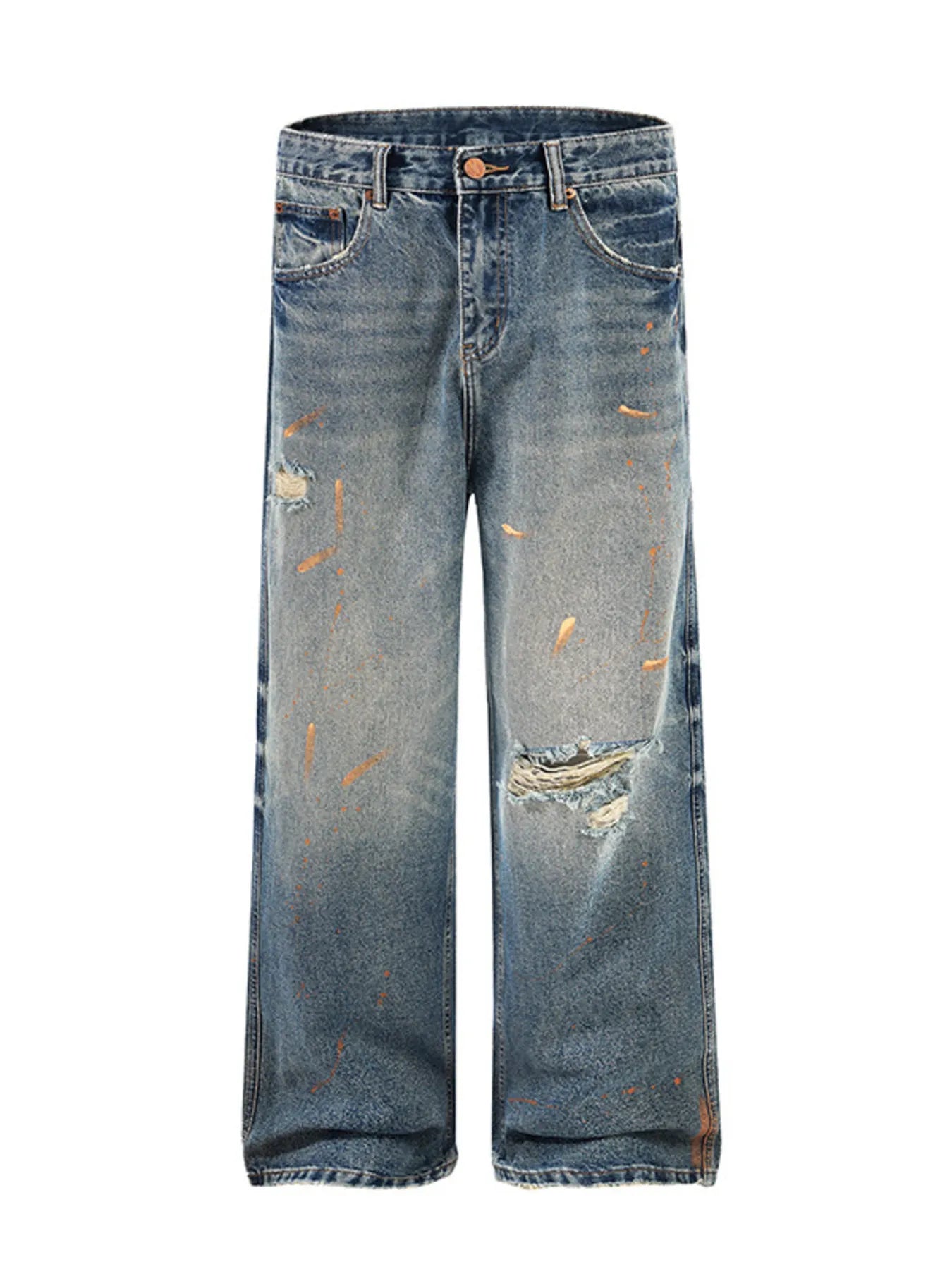 Jean vintage à jambes larges et effet usé  grandes tailles  Elégance District