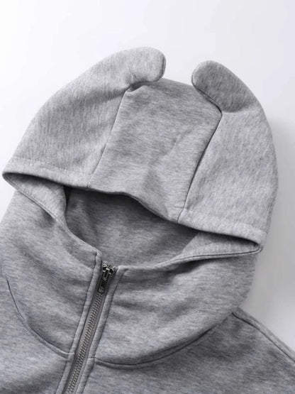Sweat à capuche zippé avec cornes de diable   Elégance District