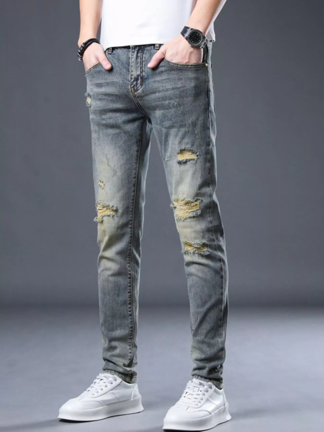 Jeans slim délavés pour hommes   Elégance District