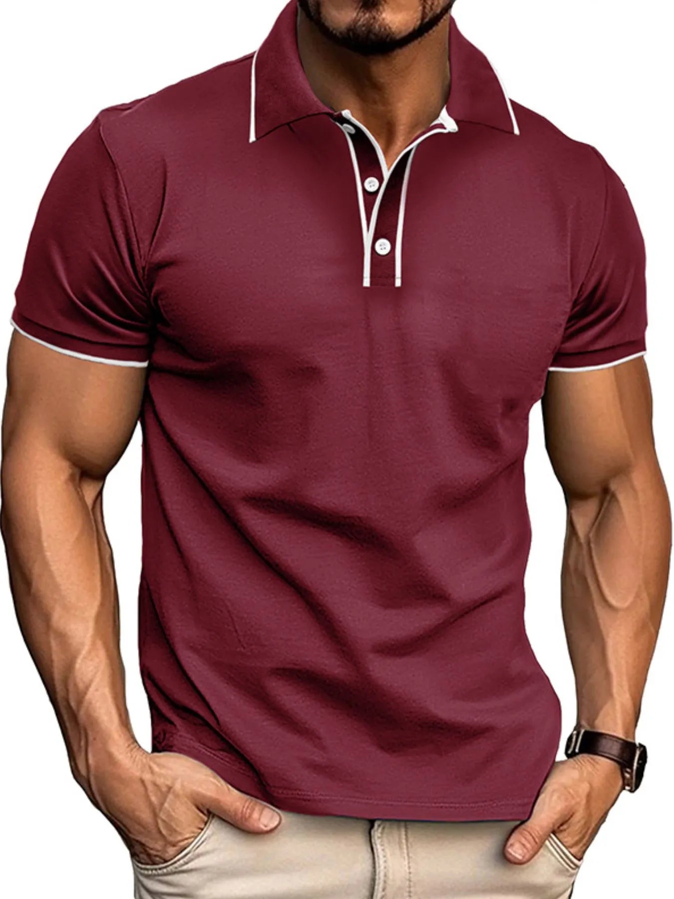 Polo homme coupe ajustée avec finitions contrastées   Elégance District