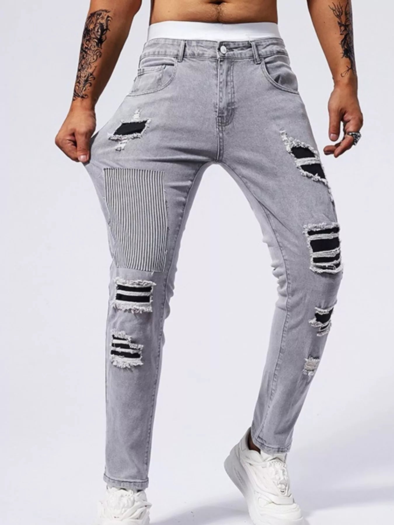Jeans slim délavés pour hommes   Elégance District