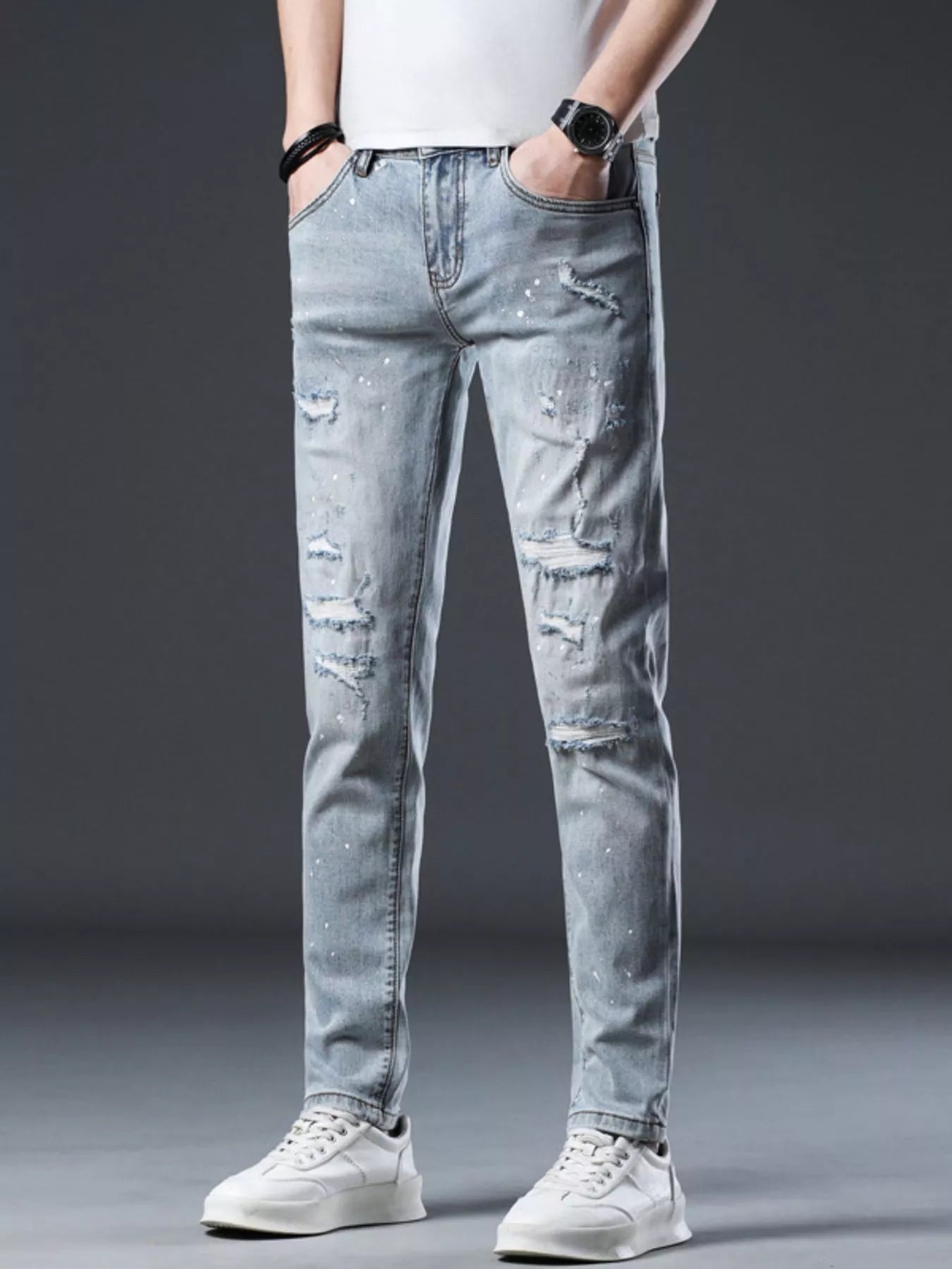 Jeans slim délavés pour hommes   Elégance District