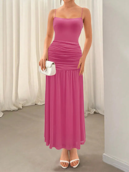 Robe maxi à bretelles froncées - Elégance District