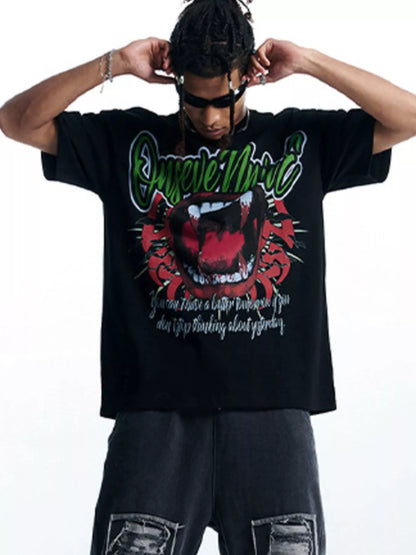 T-shirt oversize à col rond avec motif graphique   Elégance District
