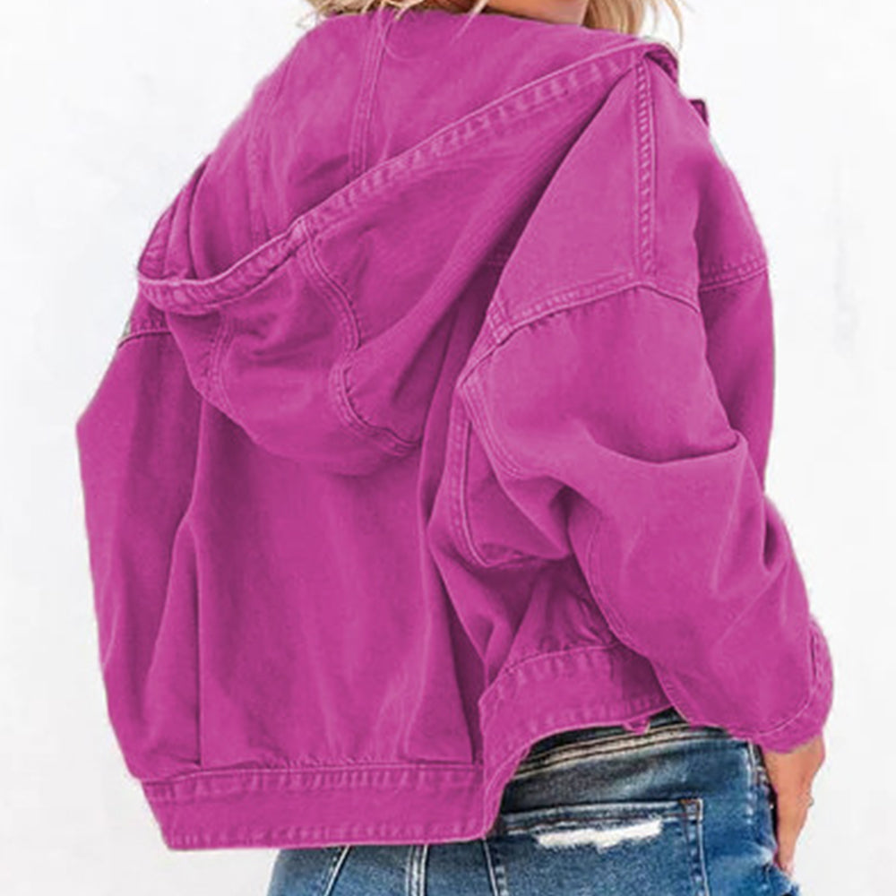 Veste  jean à capuche et épaules tombantes   Elégance District
