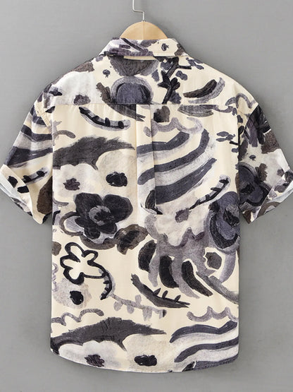 Chemise imprimée à manches courtes pour homme grande taille     Elégance District