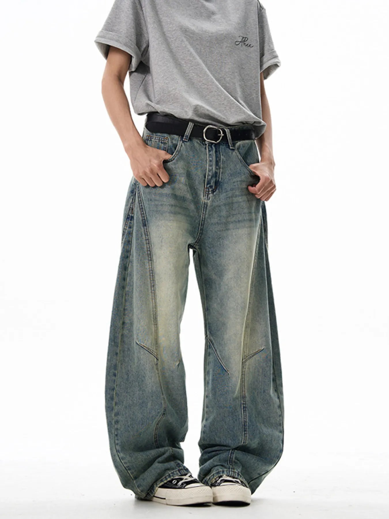 Jeans vintage à jambes larges pour hommes    Elégance District