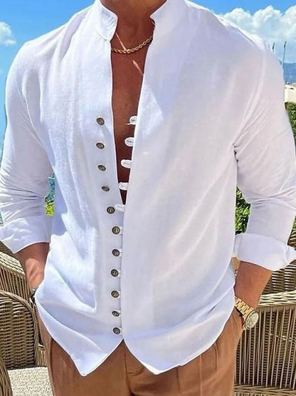 Chemise à manches longues boutonnée pour homme, grandes tailles    Elégance District