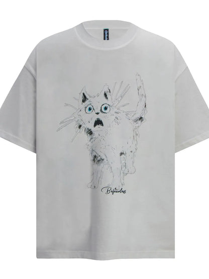 T-shirt oversize à manches courtes pour homme avec motif chat    Elégance District